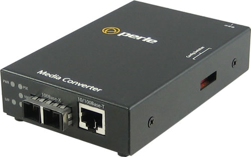 S-110P-S2SC20-XT - 10/100 Fast Ethernet Stand-Alone Industrial Temperature Media Rate Converter with PoE Power Sourcing