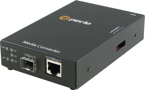 S-110P-SFP-XT - 10/100 Fast Ethernet Standalone Industrial Temperature Media Rate Converter with PoE Power Sourcing